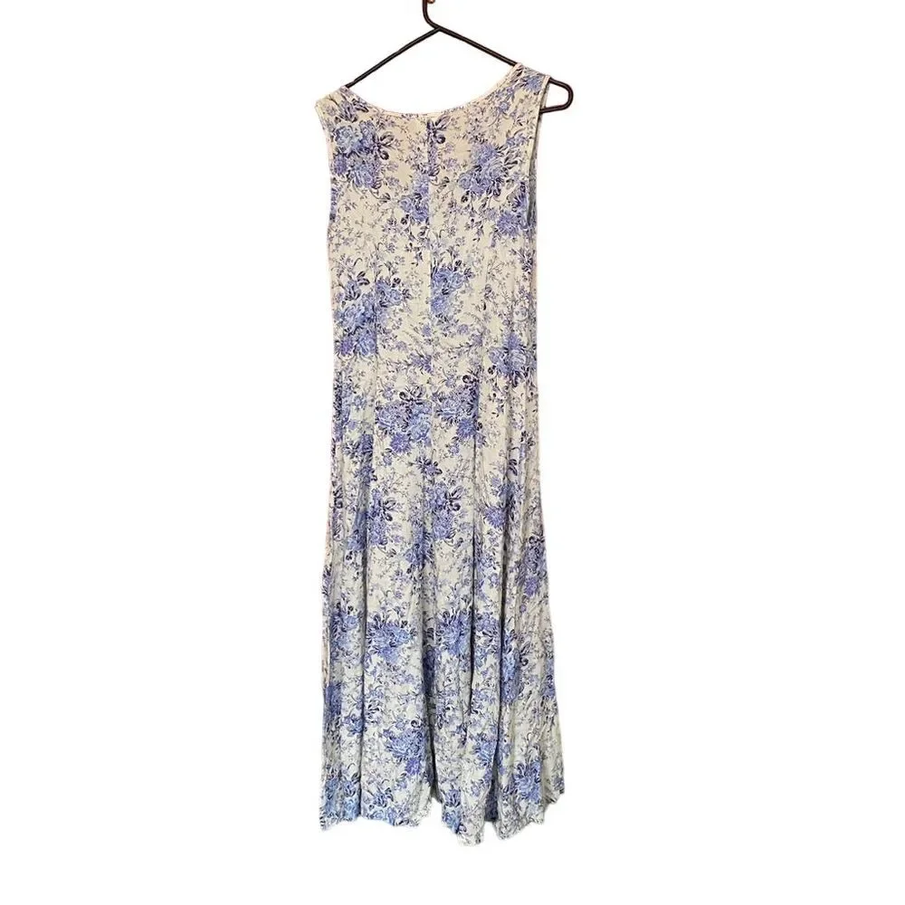 Laura Ashley Women's Blue Floral Midi Summer Dress, Spaghetti Strap, Size 4 - Picture 5 of 5